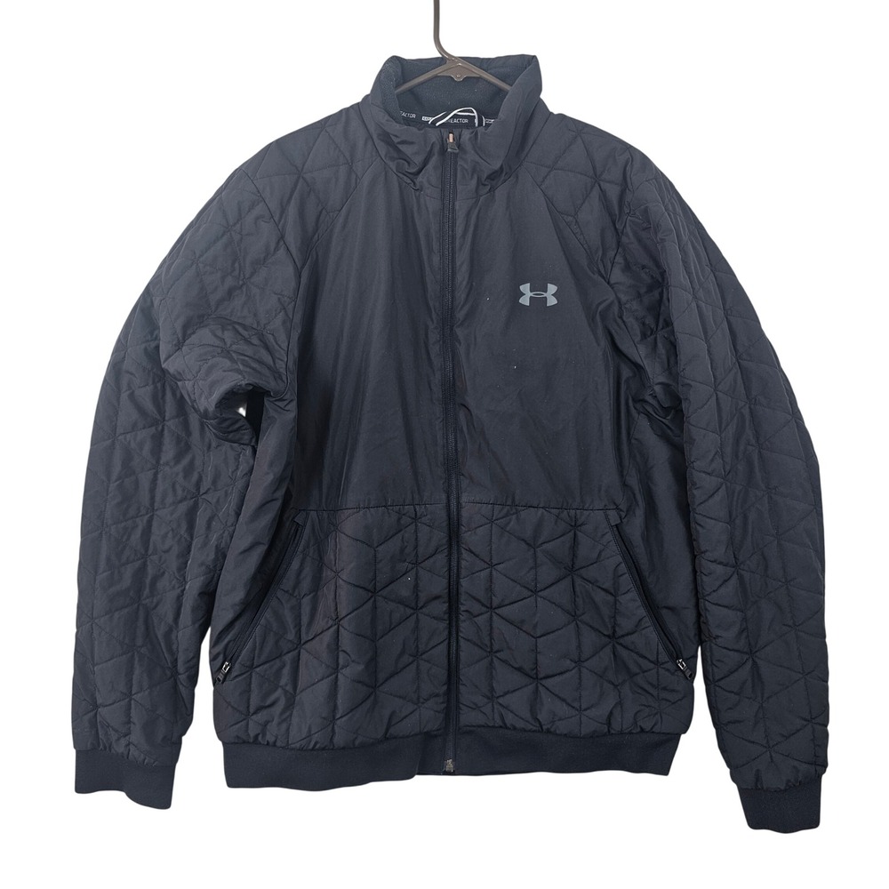 Under Armour ColdGear Reactor Jacket Mens Large Black Quilted Full Zip Insulated